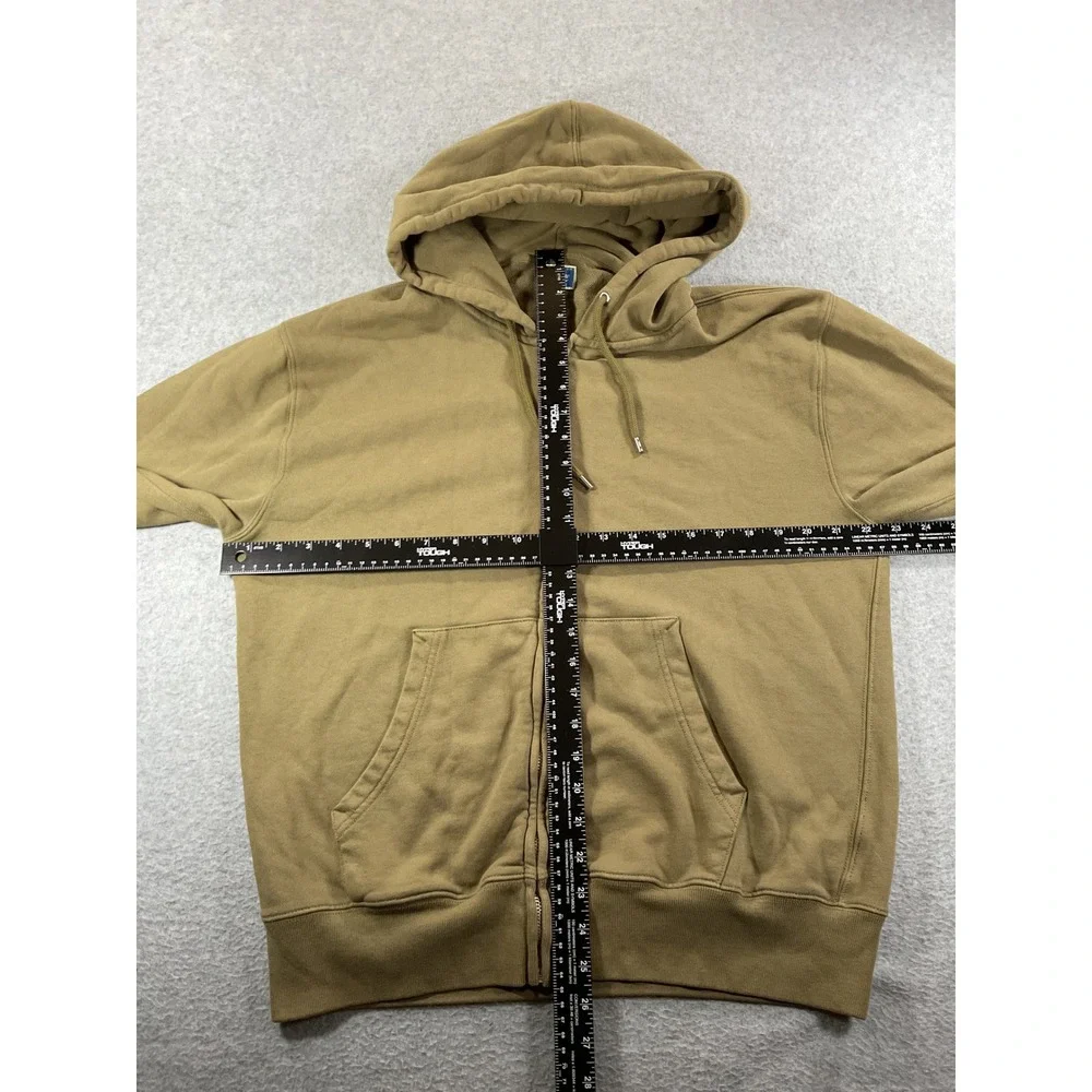 J. Crew Mens Full Zip Hoodie Sweatshirt Medium Brown Olive Cotton Knit 1262